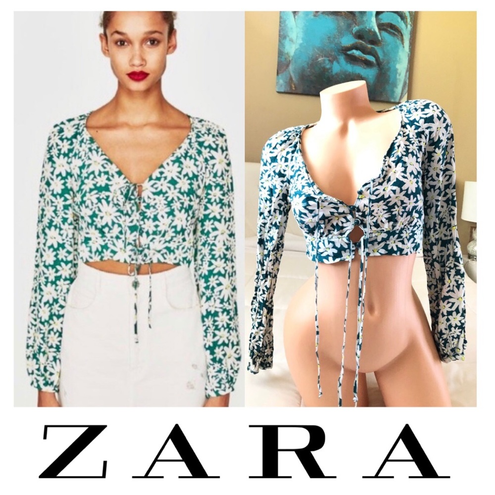 ZARA floral button up blouse